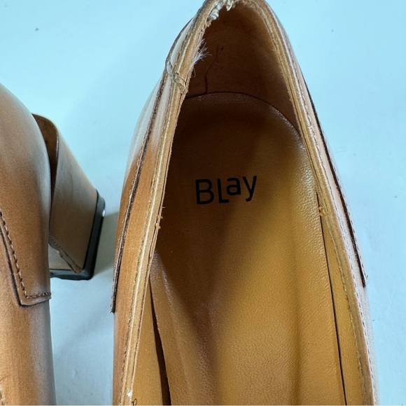 Blay Square Toe Brown Leather Pumps Size 38 - Picture 3 of 11